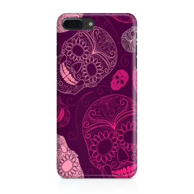 Skal till Apple iPhone 7 Plus - Glada dödskallar - Lila