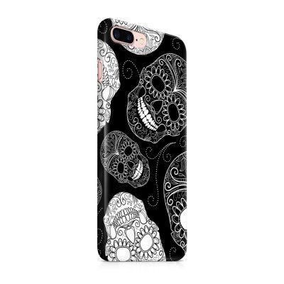 Skal till Apple iPhone 7 Plus - Glada dödskallar - Svart