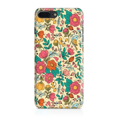 Skal till Apple iPhone 7 Plus - Retro Blommor - Beige