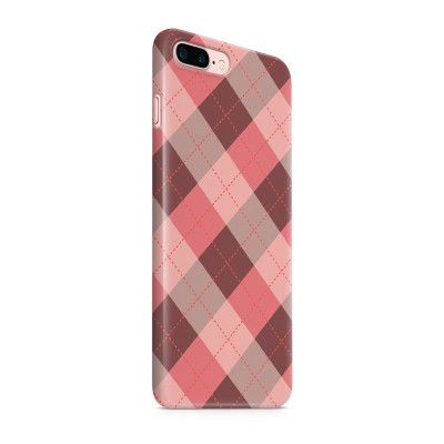 Skal till Apple iPhone 7 Plus - Rutig - Rosa/Grå