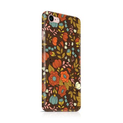 Skal till Apple iPhone 7 - Retro Blommor - Brun