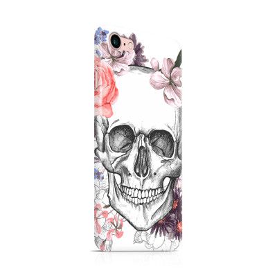 Skal till Apple iPhone 7/8 - Blommig dödskalle - Vit