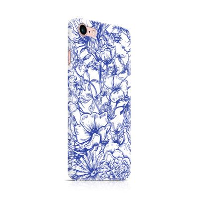 Skal till Apple iPhone 7/8 - Blommor - Blå/Vit