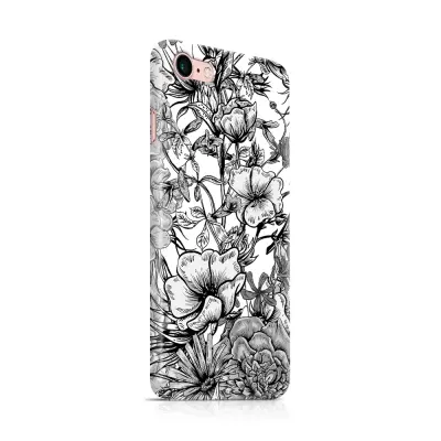 Skal till Apple iPhone 7/8 - Blommor - Svart/Vit