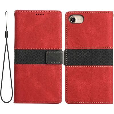 Splicing Design iPhone 7/8/SE 2020/SE 2022 Plånboksfodral  - Röd