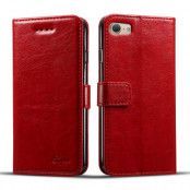 Super Plånboksfodral av konstälder till iPhone 7 - Röd