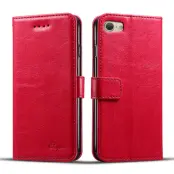 Super Plånboksfodral av konstälder till iPhone 7 - Rosa