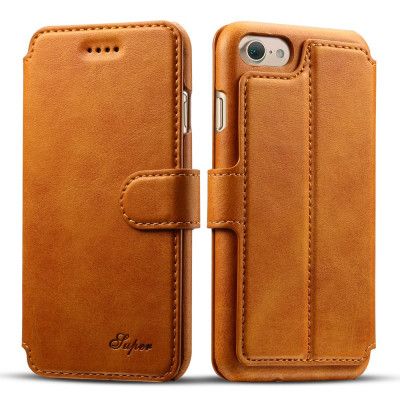 Super Plånboksfodral till iPhone 7 - Kamel