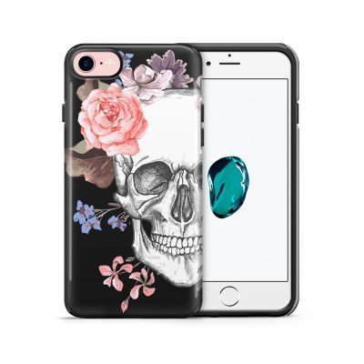 Tough mobilskal till Apple iPhone 7/8 - Blommig dödskalle - Svart