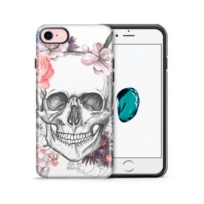 Tough mobilskal till Apple iPhone 7/8 - Blommig dödskalle - Vit
