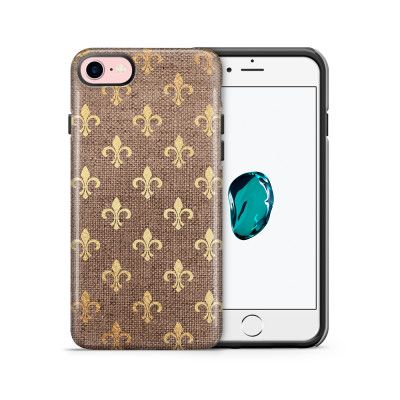Tough mobilskal till Apple iPhone 7/8 - Canvas Blommor - Guld/Brun