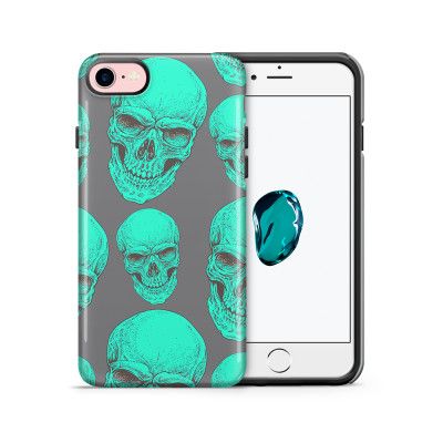 Tough mobilskal till Apple iPhone 7/8 - Dödskallar - Turkos