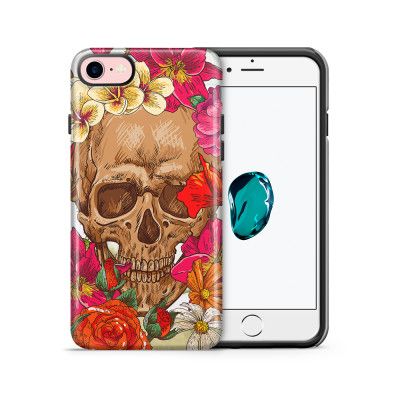 Tough mobilskal till Apple iPhone 7/8 - Dödskalle - Blommor