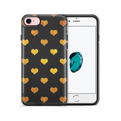 Tough mobilskal till Apple iPhone 7/8 - Hjärtan - Guld/Svart
