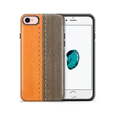 Tough mobilskal till Apple iPhone 7/8 - Läder - Orange/Brun