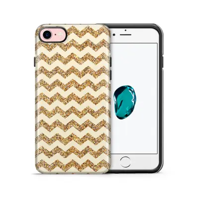 Tough mobilskal till Apple iPhone 7/8 - Ränder - Guld/Beige