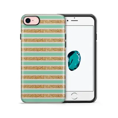 Tough mobilskal till Apple iPhone 7/8 - Ränder - Guld/Grön