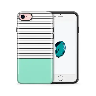 Tough mobilskal till Apple iPhone 7/8 - Ränder - Mint/Svart