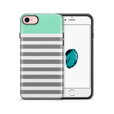 Tough mobilskal till Apple iPhone 7/8 - Ränder - Mint/Vit