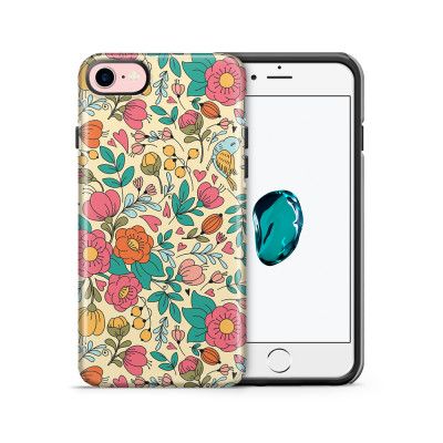 Tough mobilskal till Apple iPhone 7/8 - Retro Blommor - Beige