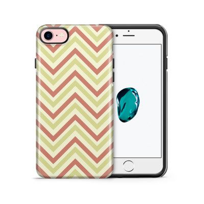 Tough mobilskal till Apple iPhone 7/8 - Retro ränder - Gul/Rosa