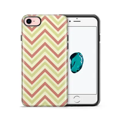 Tough mobilskal till Apple iPhone 7/8 - Retro ränder - Gul/Rosa