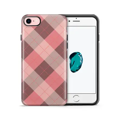 Tough mobilskal till Apple iPhone 7/8 - Rutig - Rosa/Grå