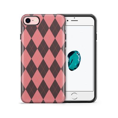 Tough mobilskal till Apple iPhone 7/8 - Rutig - Rosa/Svart
