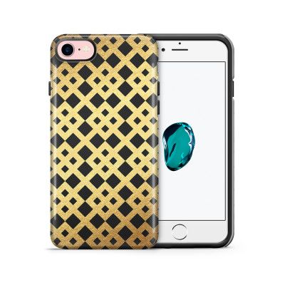 Tough mobilskal till Apple iPhone 7/8 - Rutmönster - Guld/Svart