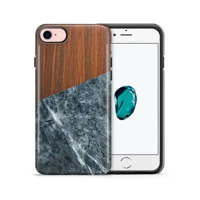 Tough mobilskal till Apple iPhone 7/8 - Wooden Marble Dark B