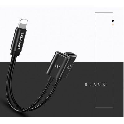 USAMS Adapter för iPhone X/8/7 Ladda och lyssna på musik samtidigt