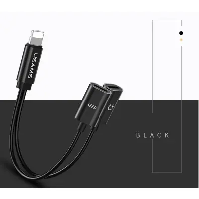 USAMS Adapter för iPhone X/8/7 Ladda och lyssna på musik samtidigt