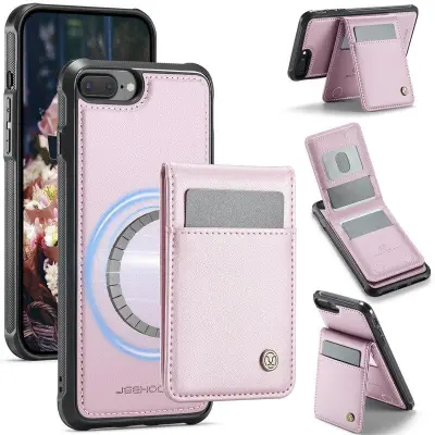 JEEHOOD J06 Läderfodral till iPhone 8 Plus/7 Plus - Rosa