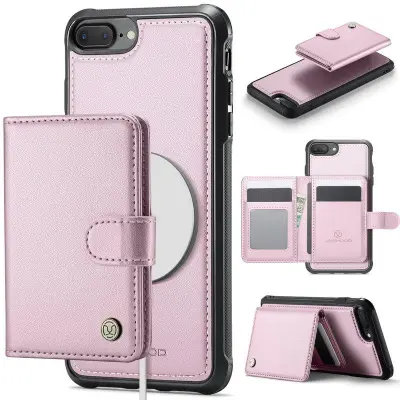 JEEHOOD J09 Fodral i läder för iPhone 8 Plus / 7 Plus - Rosa