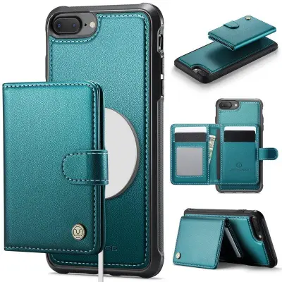 JEEHOOD J09 Fodral i läder för iPhone 8 Plus/7 Plus - Grön