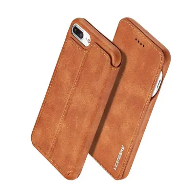 LC.IMEEKE iPhone 8 Plus/7 Plus Fodral KonstLäder - Brun