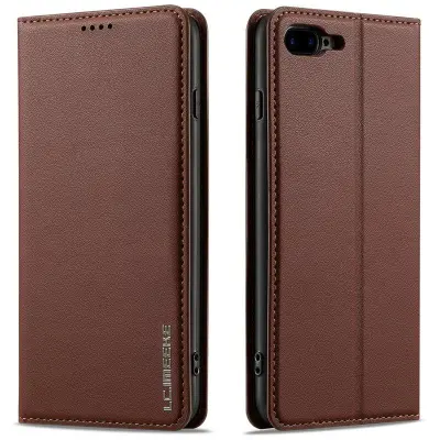 LC.IMEEKE L1 Series iPhone 8 Plus Plånboksfodral Konstläder - Brun