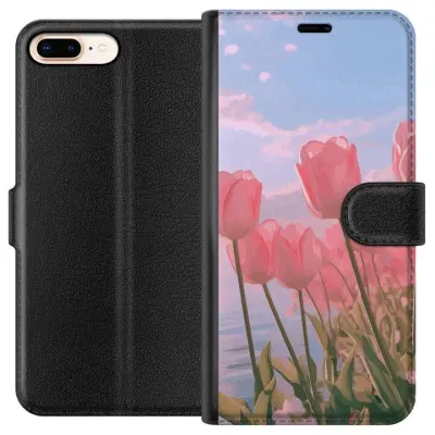 Plånboksfodral till Apple iPhone 8 Plus med Rosa Tulpaner