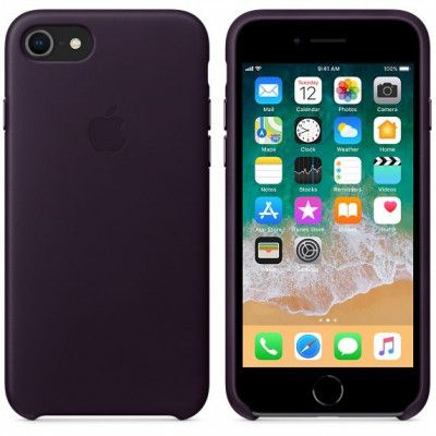 Apple Läderskal (iPhone 8/7) - Aubergine