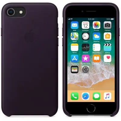 Apple Läderskal (iPhone 8/7) - Aubergine