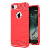 Carbon Fiber Brushed Mobilskal iPhone 7/8/SE 2020 - Röd