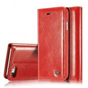 Caseme Oil Wax Plånboksfodral till iPhone 8/7 - Röd