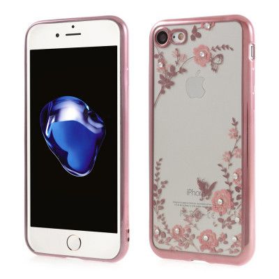 Flexiskal med blommotiv till iPhone 8/7 - Roséguld