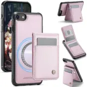 JEEHOOD J06 Läderfodral för iPhone 8/SE 2020/SE 2022 - Rosa