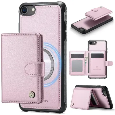 JEEHOOD J09 Fodral i läder för iPhone 8/SE 2020/SE 2022 - Rosa