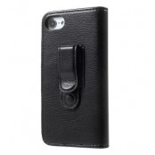 Litchi Belt Clip Plånboksfodral till iPhone 8/7 - Svart