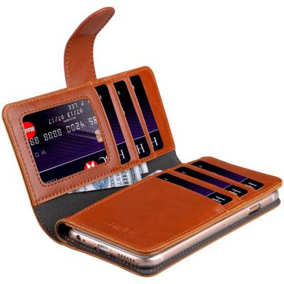 Melkco Plånboksfodral med många kortplatser till iPhone 8/7 - Brun