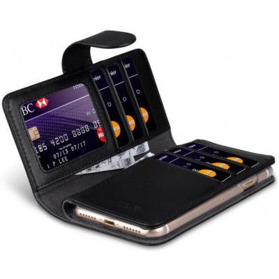 Melkco Plånboksfodral med många kortplatser till iPhone 8/7 - Svart