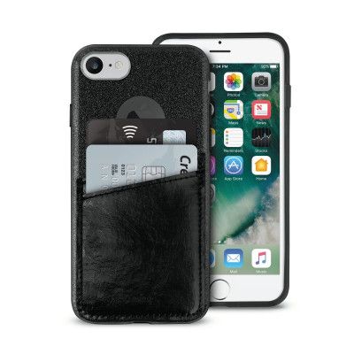 Puro Shine Cover+Pocket Detach iPhone 8/7/6S/6 - Svart