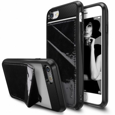 Ringke Skal Med Korthållare och stativ till iPhone 7/8/SE 2020 - Svart